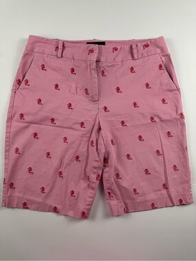 Talbots Pink Shorts with Red Seahorse Embroidery